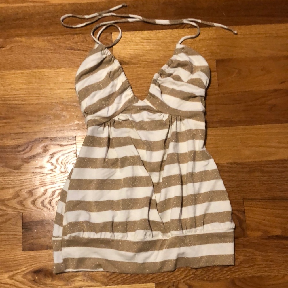 American Rag Womens Small Gold and White Tank Top